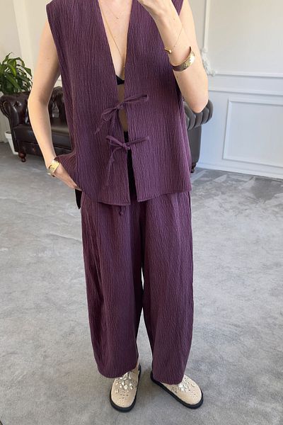 MAGARDE Embossed Vest Design Suit - Claret Red