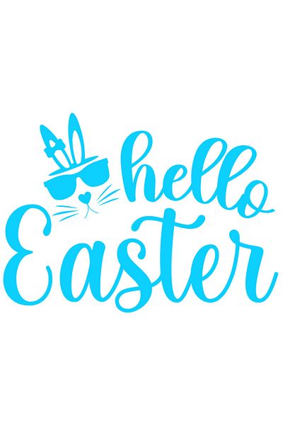 StoryGift Romania Sticker Adeziv 90CM Exterior cu iepure cu ochelari si textul "Hello, Easter" - Paste , Vinyl A