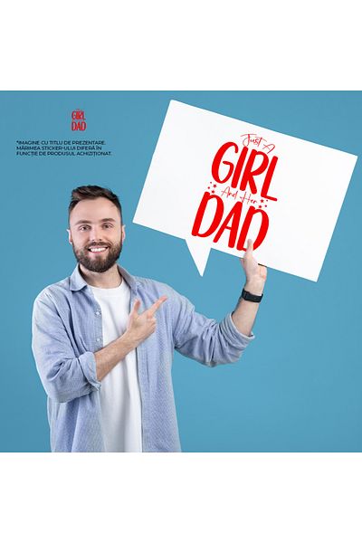 StoryGift Romania Sticker Eticheta 40CM Exterior cu stelute si textul "Just a girl and her dad" - doar o fetita