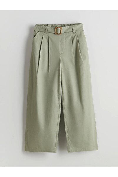 LC Waikiki Pantaloni pentru fete LCW Kids kaki cu talie elastică plisată