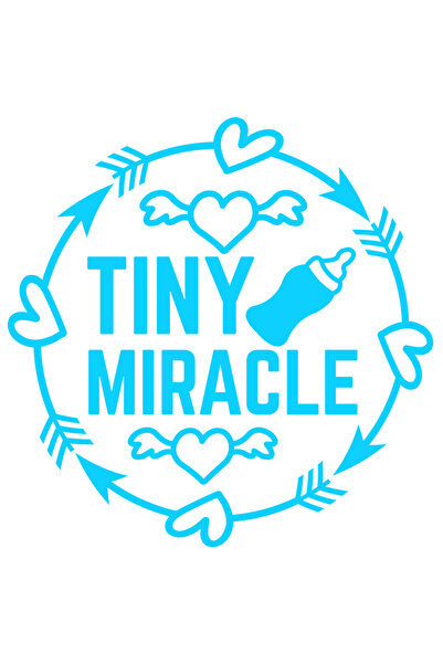 StoryGift Romania Sticker Exterior cu inimioare si textul "Tiny miracle" - miracol micut biberon copilarie ,