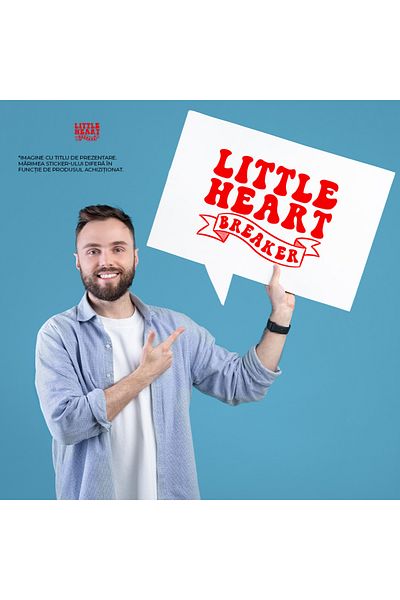 StoryGift Romania Sticker Eticheta 50CM Exterior cu textul in limba engleza "Little heart breaker" - micul zdrob