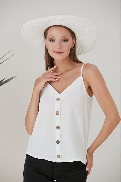 HOFY 1309 Rope Strap Buttoned Blouse