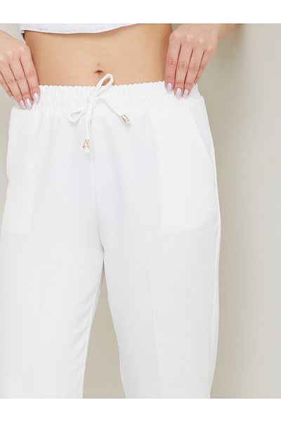 Banadamoda Women's Double Fabric Elastic Waist Skinny Leg Trousers