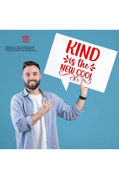 StoryGift Romania Sticker Adeziv 90CM Exterior cu mesajul "Binele este noul lucru misto" , Vinyl Rosu, 90 cm