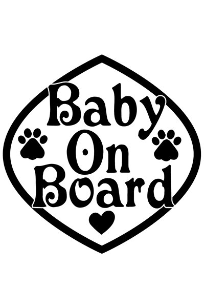 StoryGift Romania Sticker Eticheta 40CM Exterior cu inimioara si urme cu textul "Baby on board" - bebelus la bor