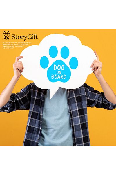 StoryGift Romania Sticker Adeziv 90CM Exterior pentru cei care au un caine la bord , Vinyl Albastru, 90 cm