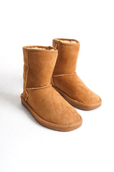 Zerenyus Γυναικείες μπότες Ug Hades Laceless Flat Sole με Γούνα Εσωτερικά Tan Suede