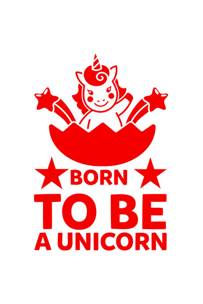 StoryGift Romania Sticker Autocolant 70CM Exterior cu o figura de unicorn si textul "Born to be an unicorn" - na