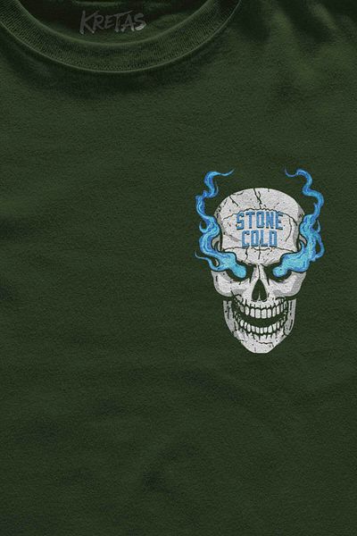 Kretas Μπλουζάκι Unisex Χακί Stone Cold Wwe Fight Gym Sports Fighting Minimal μπλουζάκι με στάμπα μπροστά