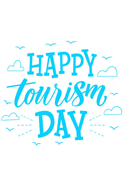 StoryGift Romania Sticker Autocolant 70CM Exterior cu urarea in engleza "Happy tourism day" - zi de turism feric