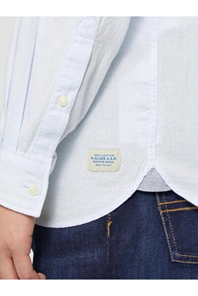 s.Oliver Cămașă bărbătească cu mânecă lungă, din bumbac, croială regulată, albastru deschis, mărimea M