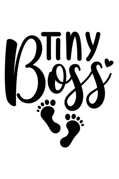 StoryGift Romania Sticker Autocolant 30CM Exterior cu inimioara si urme de pasi cu textul "Tiny boss" - sef micu