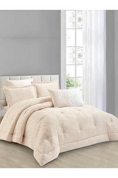 Donetella Comforter Set King Size, 6-Pcs, 260x240 cm, Tufted Embroidery, 350 GSM