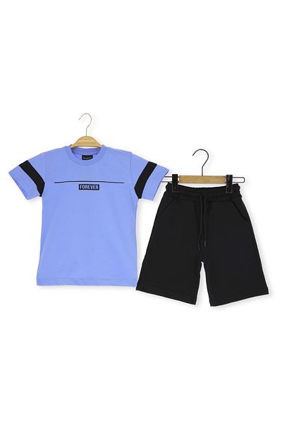 Atabay Kids Atabay 211-05-25 Men's Suit with Pocket Shorts Forever Printed 5/12 Years