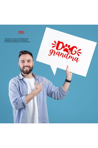 StoryGift Romania Sticker Adeziv 90CM Exterior cu labuta pentru o bunica iubitoare de caini - animale de compani