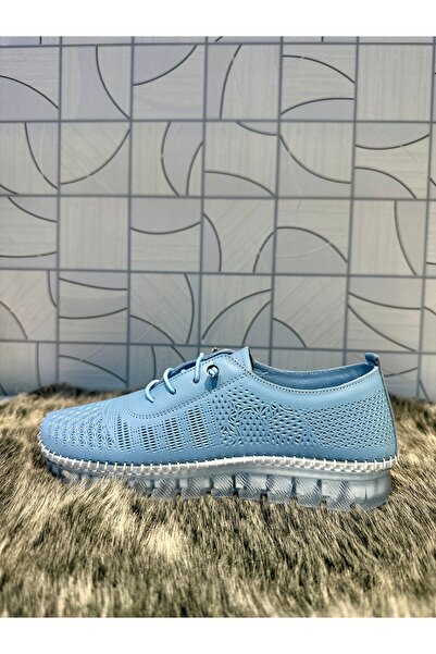 Anıl Ayakkabı BRN 701 - 1 Кот Синій Натуральна шкіра Гумова шнурівка Деталі з принтом Прозорі Повсякденні ортопедичні черевики