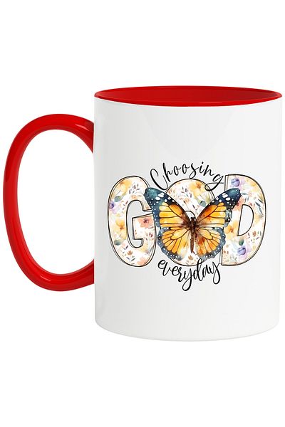 StoryGift Romania Mug with the message "Choosing God everyday", religion, illustration, faith, choosing, With,STG.