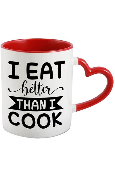 StoryGift Romania Mug for those who eat better than they cook with Red Heart Handle, With Heart Handle, STG.