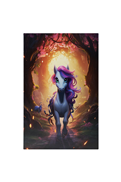 StoryGift Romania Tablou Canvas: Ponei Cu Păr Colorat În Pădure- Poveste Și B...