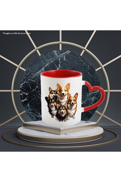 StoryGift Romania Mug with many Corgi puppies, playful, happy, illustration, for lovers, With ,STG.