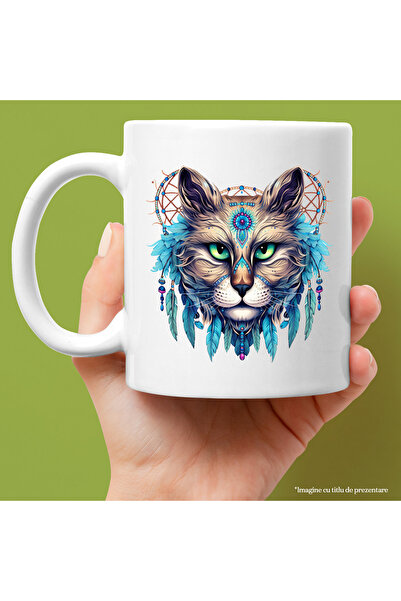 StoryGift Romania Cana Cu O Pisica, Ilustratie, Pene, Simboluri, Plasa De Vis...