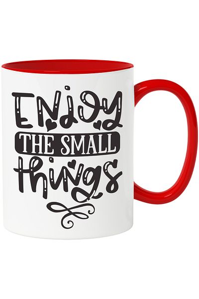 StoryGift Romania Mug with hearts and the text "Enjoy the small things" - enjoy the little things, With ,STG