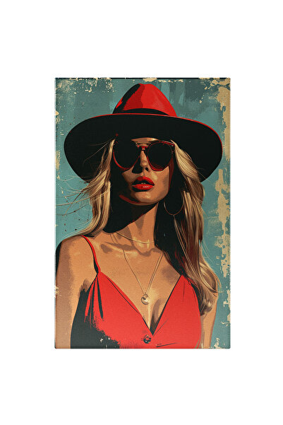 StoryGift Romania Tablou Canvas Portret Tip Bandă Desenată Cu O Femeie Blondă...