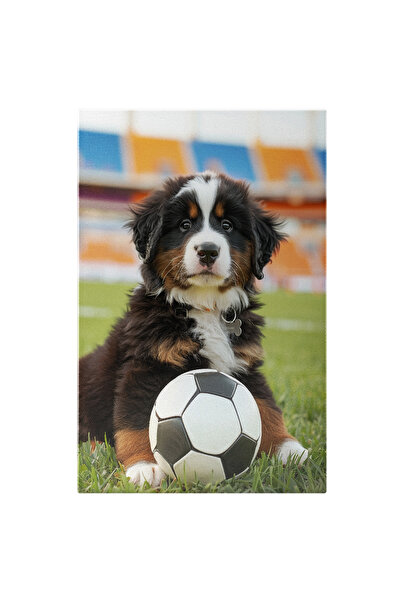 StoryGift Romania Tablou Canvas Puiul De Câine Bernese Poartă Zgardă Cu Os Și...