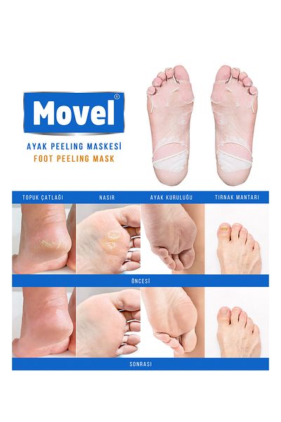 movel Face and Foot Peeling Mask - Sock Type, Dead Skin, Soyan Peeling Sock, Tonic Gift