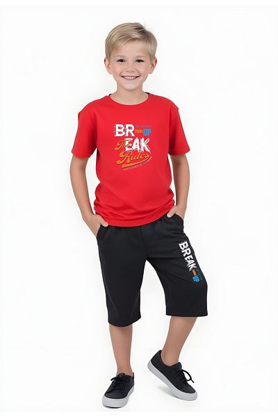 FYK KİDS Boy's Summer Break Printed Bottom-Top Suit