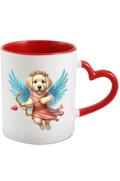 StoryGift Romania Mug with a Golden Retriever puppy shooting a bow | magic arrow | indr, Cu,STG.