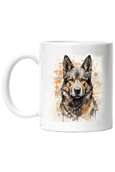 StoryGift Romania Cana Cu Catel, Ilustratie Efect Watercolor, Afis, Caine Lup...