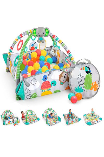 Bright Starts 5-in-1 Ball Pit Tropical Baby Gym with Lights & Toys | Ages 0+