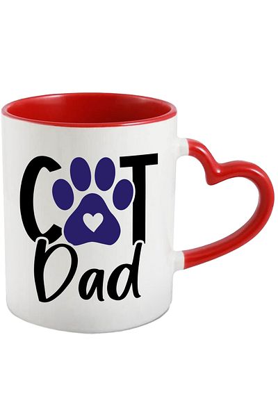 StoryGift Romania Mug with the English Text Cat Dad, Cat's Father, Cat's Paw, Heart, , With ,STG.
