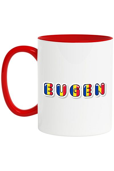 StoryGift Romania Mug With Name Eugen, Romania, Supporter, Romanian Flag, Patriot, 330ml, Ceram, With, STG.