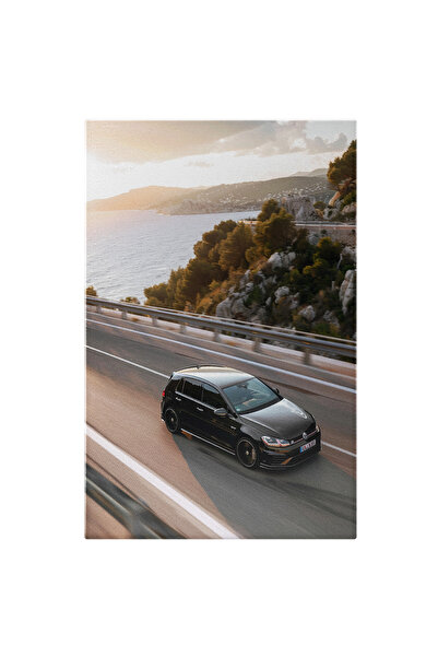 StoryGift Romania Tablou Canvas Wolkswagen Negru Pe Autostradă ,drum Peste Ap...