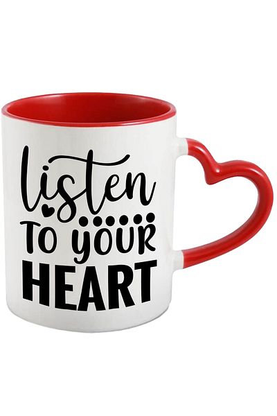 StoryGift Romania Mug with a message that urges you to listen to your heart - for people in love, With,STG.
