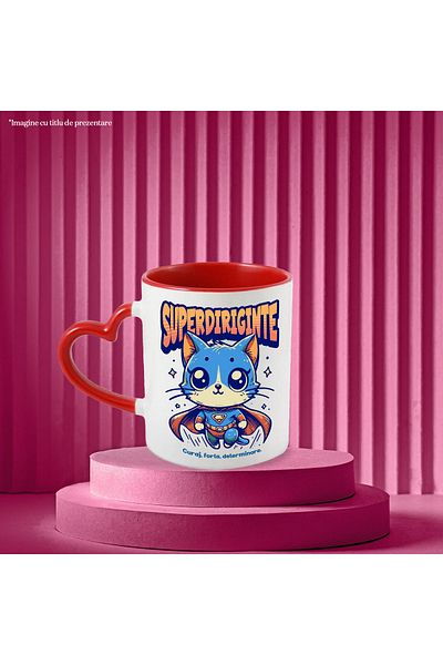 StoryGift Romania Super Conductor Mug, Superhero, Flying Cat, 330ml, Ceramic with Heart Handle, With,STG.