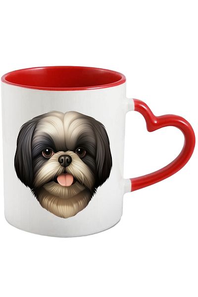 StoryGift Romania Mug with a small furry puppy | illustration | sticking out tongue | for lover, With ,STG.