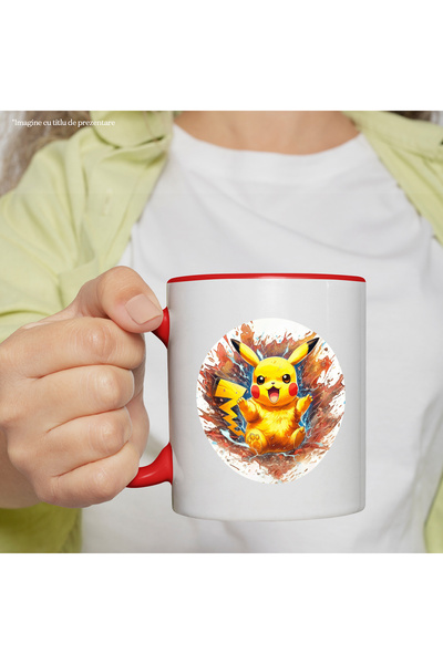 StoryGift Romania Mug With Pikachu, Pokemon, Lightning, Electricity, Anime, Multicolor 330 ml, Ceram, With, STG.