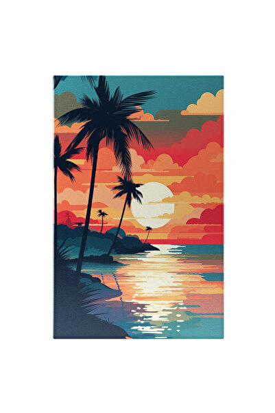 StoryGift Romania Tablou Canvas: Ilustratie Cu O Insula Exotica Si Un Apus De...