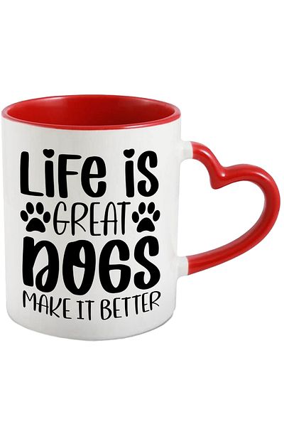 StoryGift Romania Mug with the text "Life is great, dogs make it better" - life is great for dogs o f, With ,STG