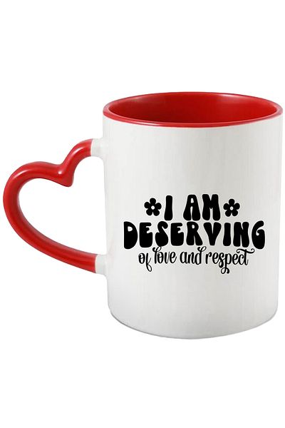 StoryGift Romania Cup with popcorn and the text "I am deserving of love and respect" - I am worthy of , With ,STG.