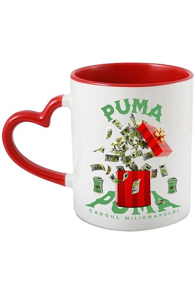 StoryGift Romania Mug __ - Millionaire's Gift, 330ml, Ceramic with Red Heart Handle, With Heart Handle, STG.