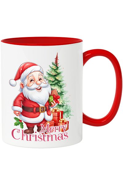 StoryGift Romania Mug with Santa Claus bringing gifts with the message "Merry Christmas", Merry Christmas, With,STG.