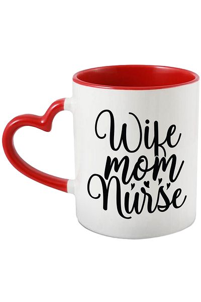 StoryGift Romania Heart mug for a loving mother with the text "Wife, mom, nurse" - wife m, Cu,STG.