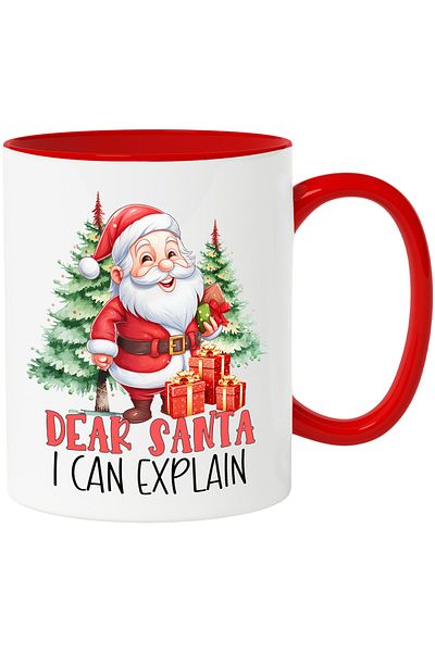 StoryGift Romania Mug with Santa Claus bringing gifts with the message "Dear Santa, I can explain", Crac, Cu, STG