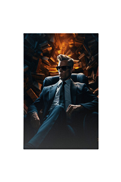 StoryGift Romania Tablou Canvas: Boss Men, Barbatul Implicat In Afaceri In Camera Intunecata Cu Ochelari Si Imbr