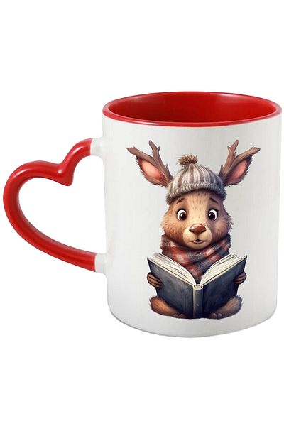 StoryGift Romania Mug with a deer reading from a book | illustration | reading | for passion, With ,STG.